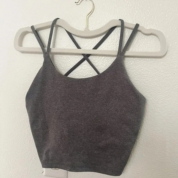 SP Athletics Long Line Tank Gray Minimal Light Compression Sport Bra Size Medium - Picture 6 of 9
